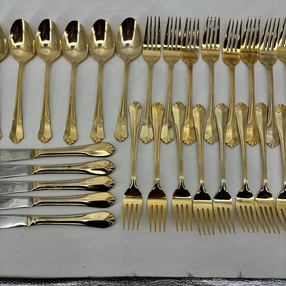 Hampton Silversmith Stainless Steel Gold Tone Flatware Spoon Fork